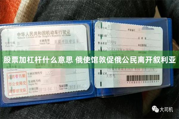 股票加杠杆什么意思 俄使馆敦促俄公民离开叙利亚